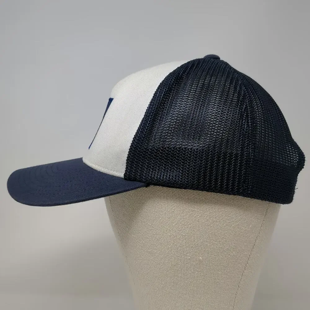 The North Face Trucker Hat Blue One Size White Red Mesh Back Snapback Logo Patch